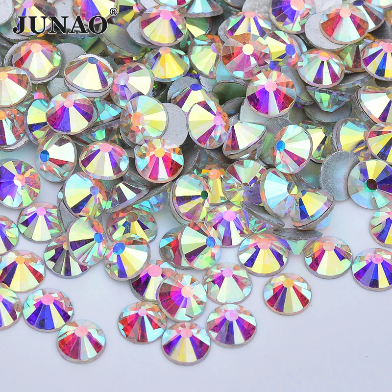 JUNAO SS3-SS30 클리어 크리스탈 플랫 백 유리 라인 석 비 핫픽스 Strass 아플리케 네일 아트 스톤 장식 DIY 공예품에 대한