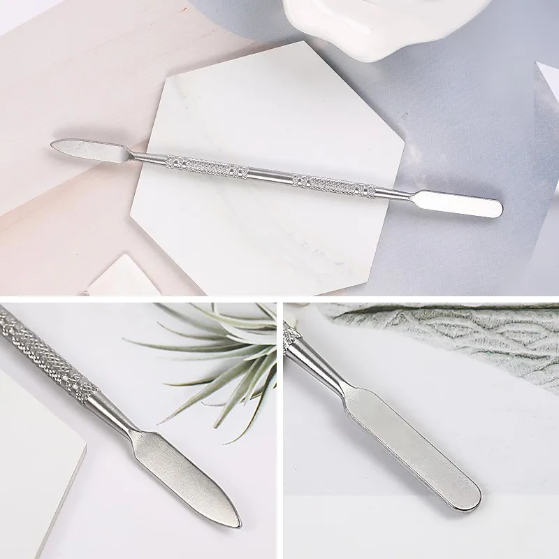 

Dual Heads Makeup Spatula Mixing Stick nail Pick Gel Stainless Steel Nail Cosmetic Foundation Cream Blender Spatula Mixing Tool