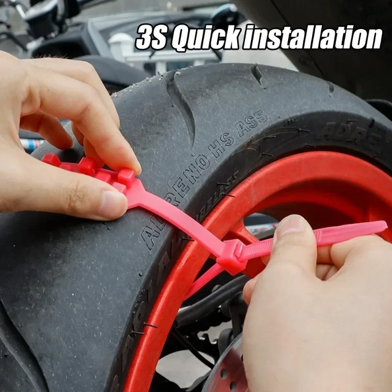 Universal Anti-slip Tie Emergency Safety Belt Snow Chains Winter Outdoor Reusable Ties Motorcycle Car Bike Wheel Tire Chains
