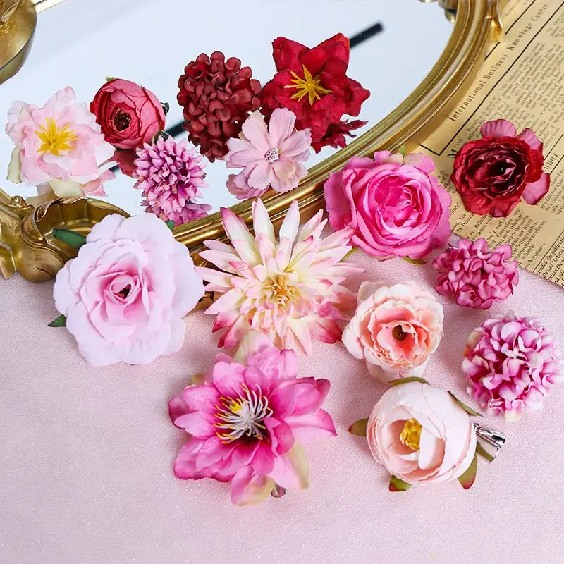 Mix Rose Artificial Flowers for Wedding Decoration Fake Flowers Home Decor DIY Bouquet Craft Garlands Scrapbook Gift Accessories