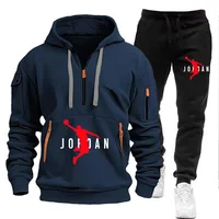 New shoulder hanging hat men's and women's plus size loose fitting pullover fashionable sports and leisure hoodie set S-XXXL 1