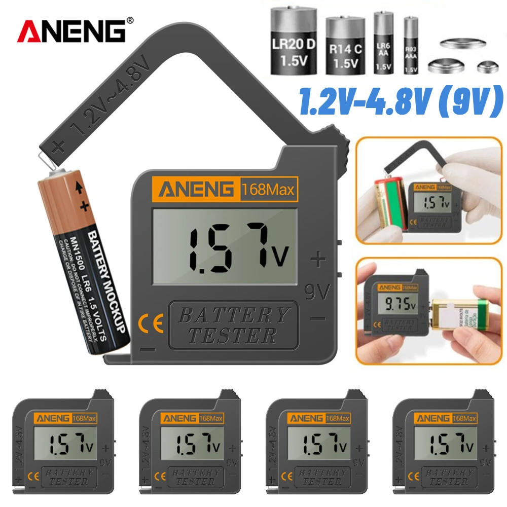 Mini Digital Batterie Kapazität Tester 168Max Universal Batterie Tester  Checker Für AA AAA 9V Knopf Zelle Batterie Prüfung Werkzeuge