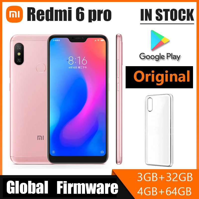 Смартфон Xiaomi Redmi 6 Pro / Mi A2 lite сотовый телефон с чехлом для телефона аккумулятор 4000
