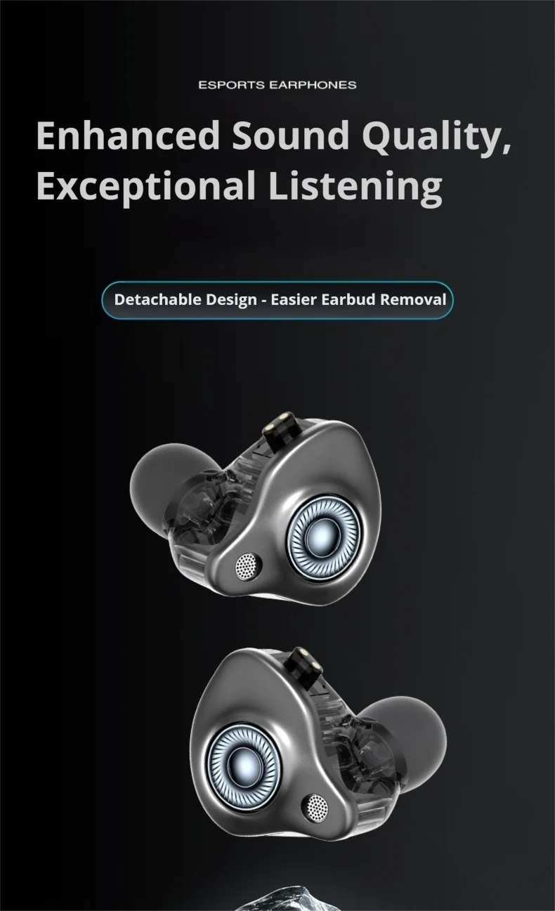 Écouteurs intra-auriculaires EARDECO HIFI 3,5 mm et USB-C avec câble détachable, pour le jeu et le sport, avec basses surround 9D._voghion.com