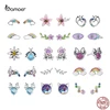 Bamoer 925 Sterling Silver Luxury Girl Earrings Rainbow Butterfy Cute Fancy Funny Ear Stud Original for Women Party Fine Jewelry