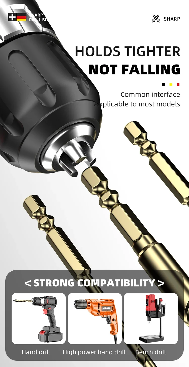 Overlord Drill Tile Bit High Hardness Glass Four Edge Drilling Drill Hole Opener Tile Concrete Wall Reaming Drill Bit Tools