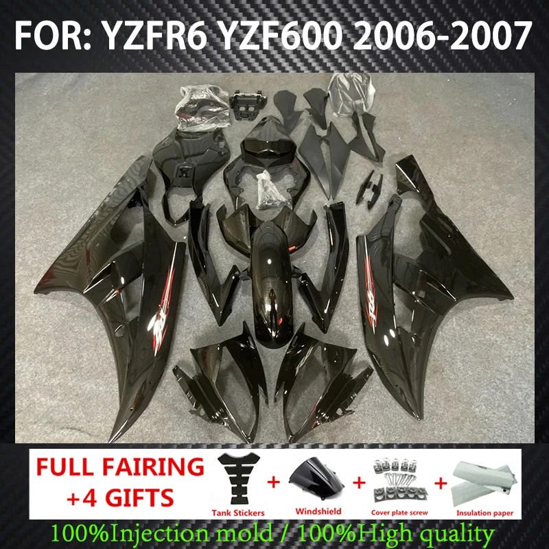 

Injection mold Fairing Kit for YZFR6 06 07 YZF R6 2006 2007 YZF600 yzfr6 06 07 Matte&gloss black Fairings set