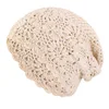 New Women Handmade Crochet Slouchy Beanie Knit Hat Elegant Flower Hollow Out Breathable Skull Cap Elastic Beanies Chemo Cap 5