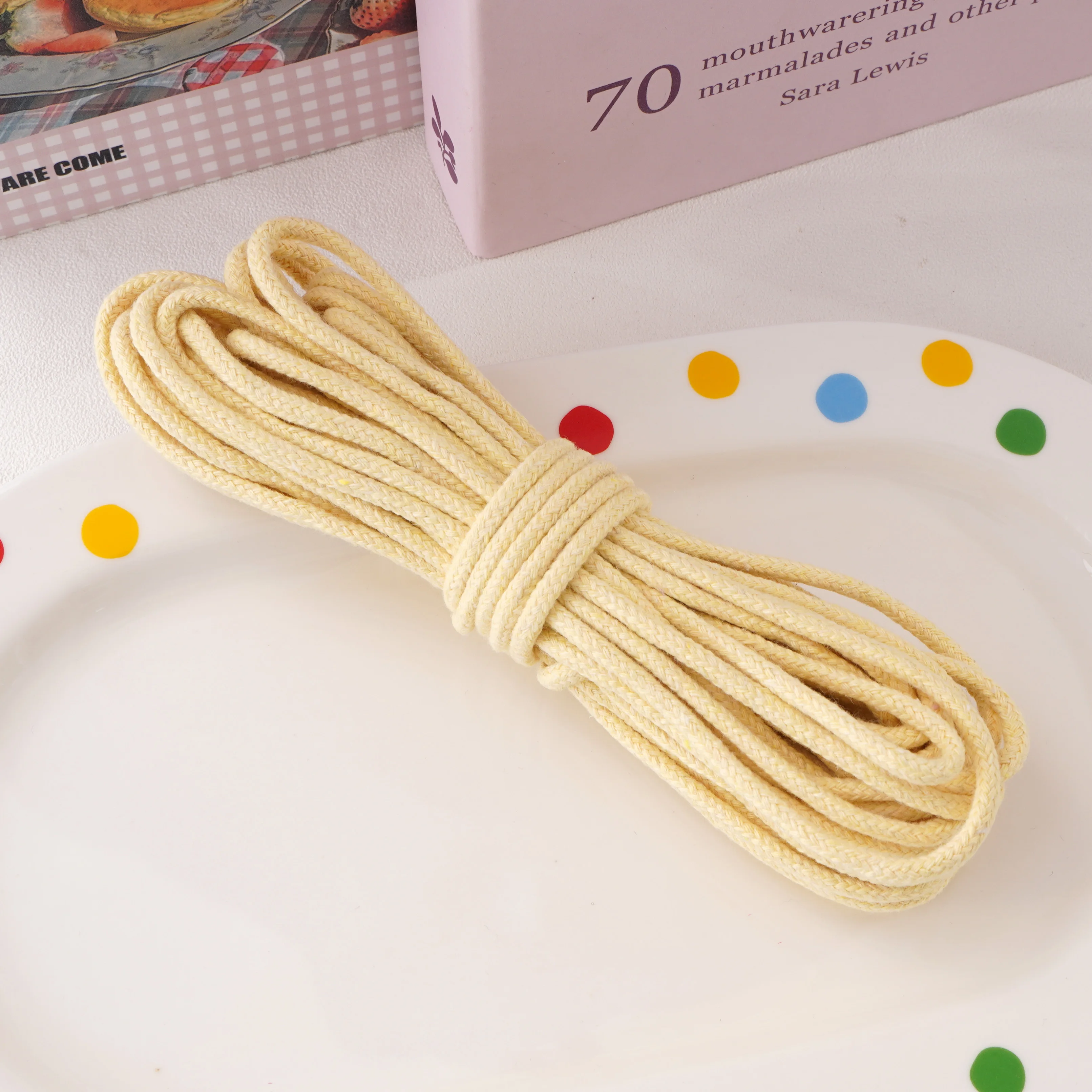 10-Meter Pack of 4mm Multi-Color Braided Cotton Rope for Crafts and Home Decor