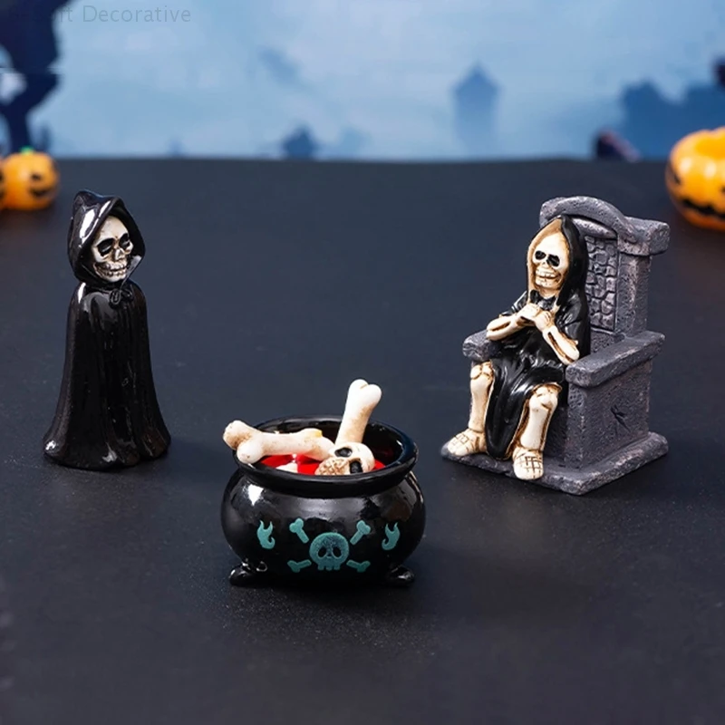 Figurines Halloween Miniatures – 32 Pièces En Résine – Fantômes, Squelettes, Citrouilles… – Pour Décoration Table, Maison, Bricolage