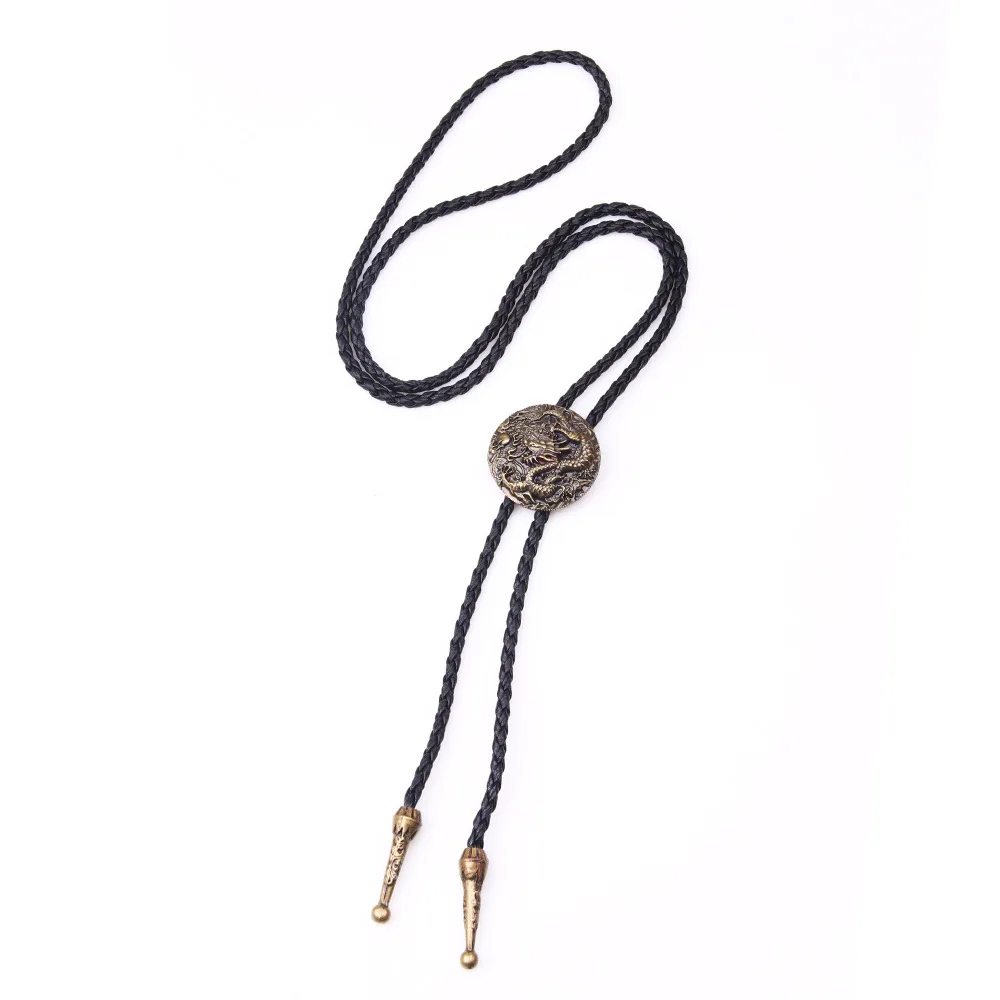 Vintage Cowboy Jazz Hat Alloy Bolo Tie Men Women Leather Rope Long Necklace Sweater Chain Shirts Accessories