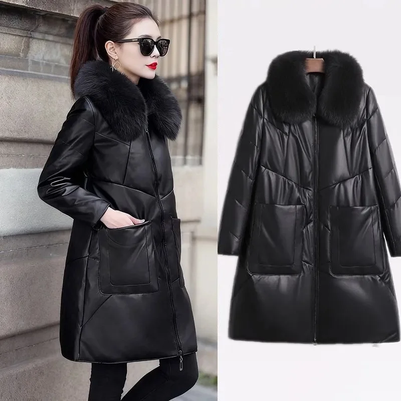 IOQRCJV Faux Leather Coat Detail
