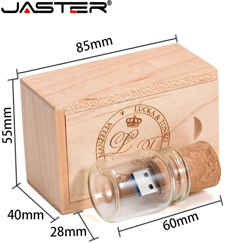JASTER 5 개/몫 USB 2.0 유리 드리프트 병 코르크 USB 플래시 드라이브 유리 병 펜 드라이브 4GB 8GB 16GB 32GB 64GB 결혼 선물