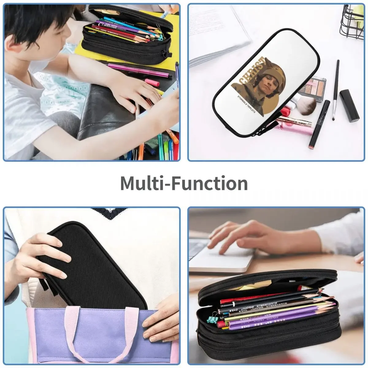 Sturniolo Triplets Pencil Cases Large Storage Pen Bags Pen Box Pencil Pouch For Boys Girls Students Stationery School Office