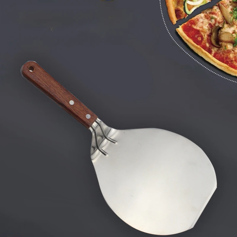 6.5/10/12inch Pizza Shovel Metal Non-Stick Pizza Peel with Wood Handle Cake Lifter Transfer Tray for Homemade Baking Bread