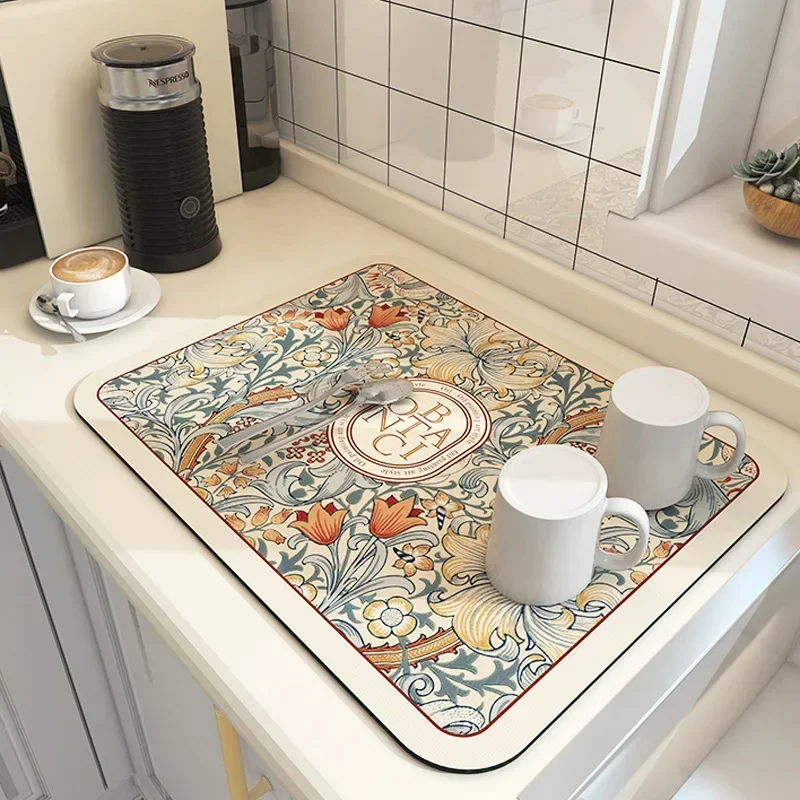 Placemat for Coffee Dining Table Absorbent Tableware Mats Dish Drying Mat  Drain Pad Mat Kitchen Decoration and Accessories - AliExpress