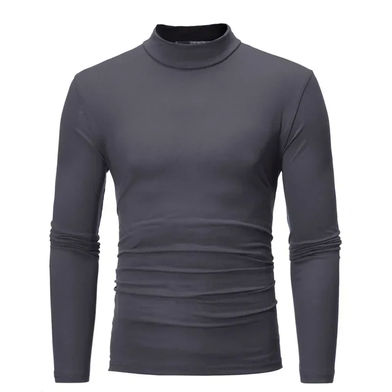 

A3377 Jodimitty Winter Warm Half High Collar Fashion Thermal Underwear Men Mock Neck Basic T-shirt Blouse Pullover Long Sleeve