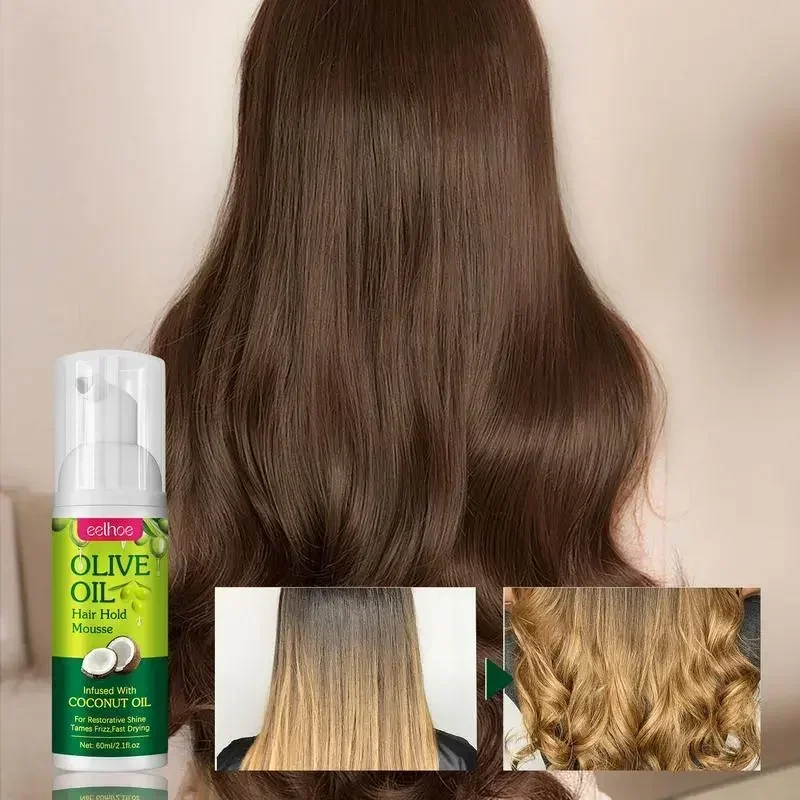 Hair Styling Tool Fluffy Olive Oil Shaping Cream Curly Hair Mousse Hydrating Prevent Dryness Nourishing Elastin 60ml
