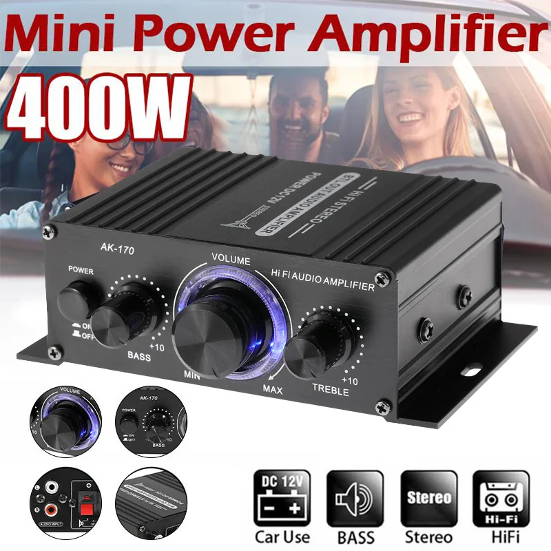 Elettronica Per Veicoli MP3 SD Supporta USB Dpofirs Mini Amplificatore Audio Portatile Per Auto Ingresso Jack Stereo Standard
