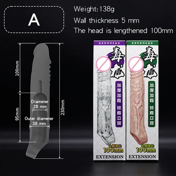 Large Realistic Penis Extender Sleeve Penis Enlargement Reusable Condom Sex Toy for Men Delayed Ejaculation Cock Cover Adult Toy 4