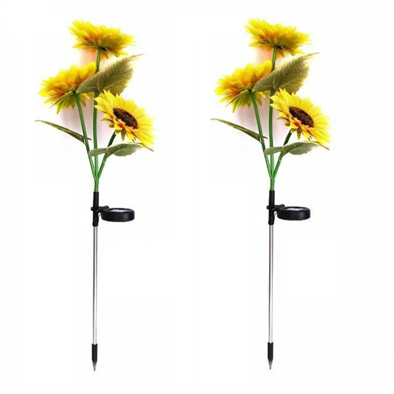 

3 Head Sunflower Solar LED Outdoor Lights Waterproof Light Yard Path Garden Decoration Lawn