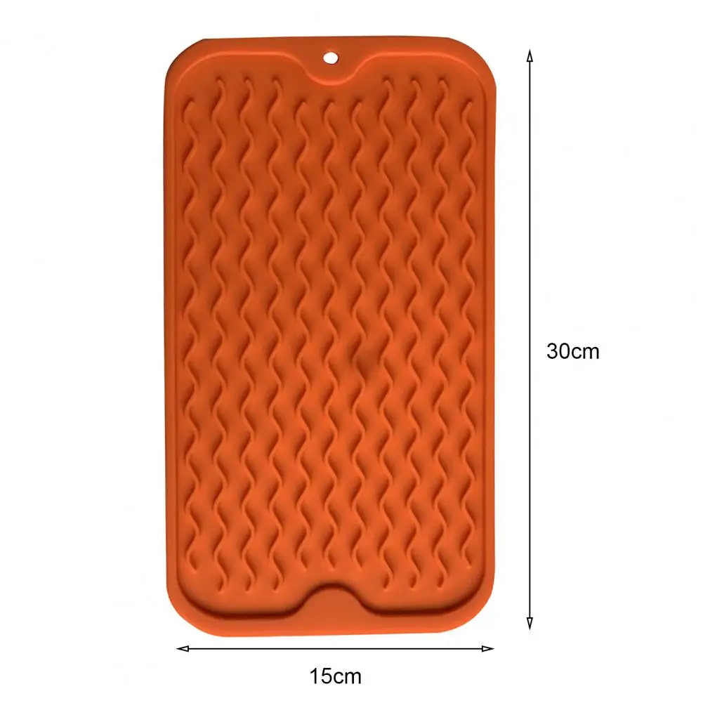 30*15cm Drain Mat Silicone Heat-resistant Anti-skid Easy Cleaning Leakproof Kitchen Counter Sink Bar Bottle Cup Dish Drying Mat