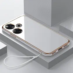 Luxury Plating Silicone Phone Case - Elegant Back Cover for Redmi Turbo 3 (Gs6D White)