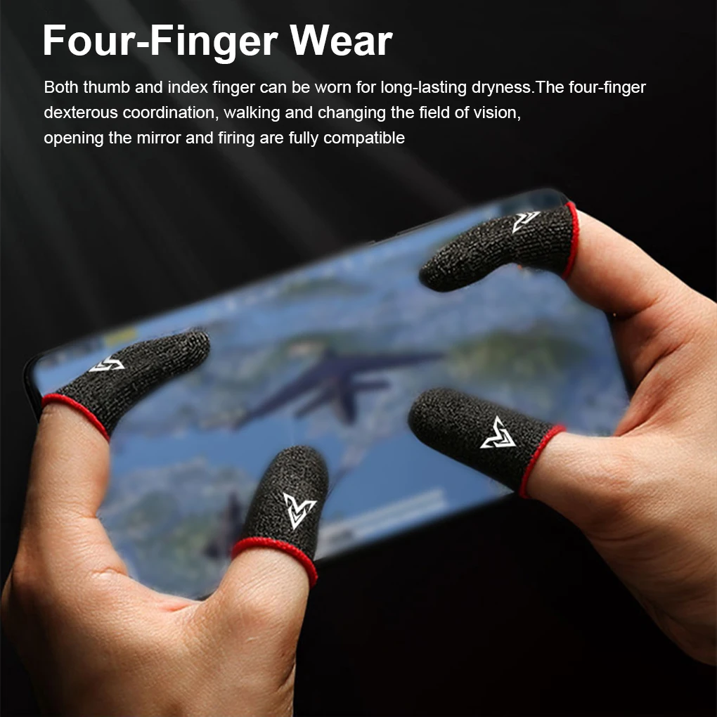 

Mobile Game Fingertip Sleeves Touch Screen Sweat-proof Breathable Cover Silver Fiber Sensitive Knitting Glove 5 Pairs