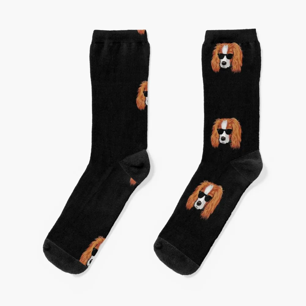 

A Cavalier King Charles Spaniel dog wearing sunglasses Socks Christmas crazy sports stockings Women's Socks Men's