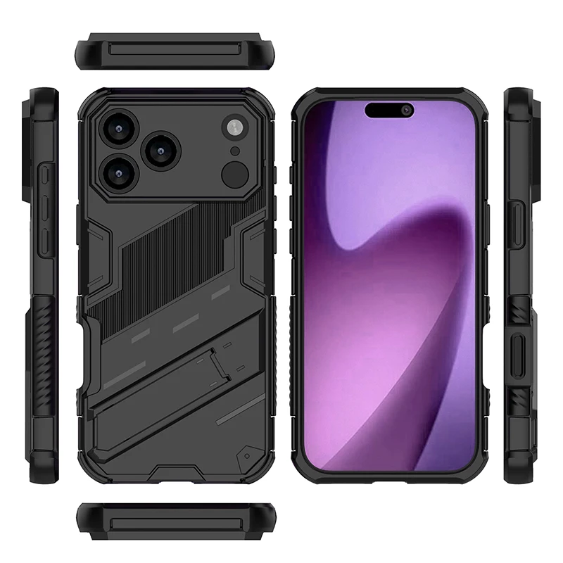 Solid Armor Cyber Shockproof Phone Case with Stand Holder and Protective Shell