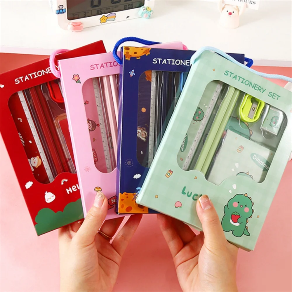 5/6pcs 편지지 세트 소년 소녀 어린이 학습 선물 상자 연필 노트북 눈금자 지우개 세트 학교 학생 교사 보상 선물