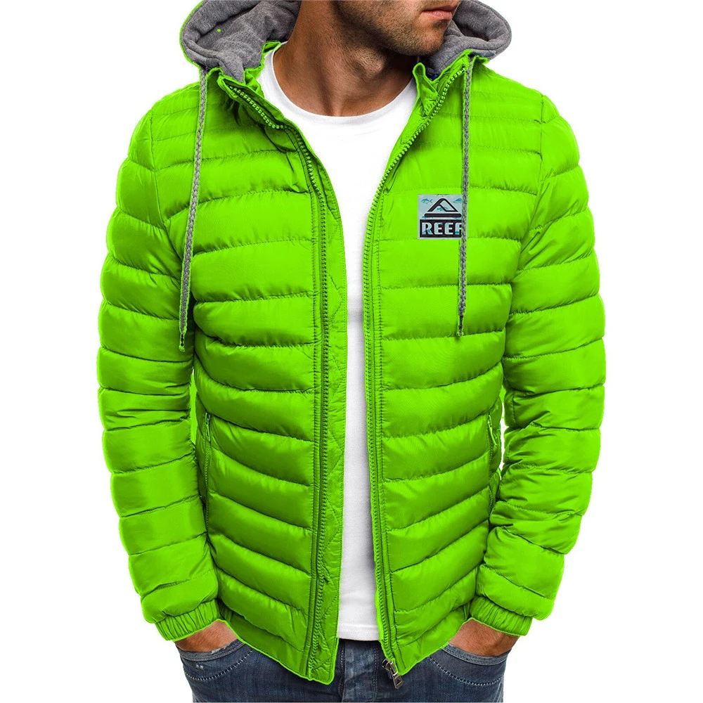 2023 men's autumn and winter new solid color cotton-padded jacket printing comfortable and casual fashion zipper seven-color cot