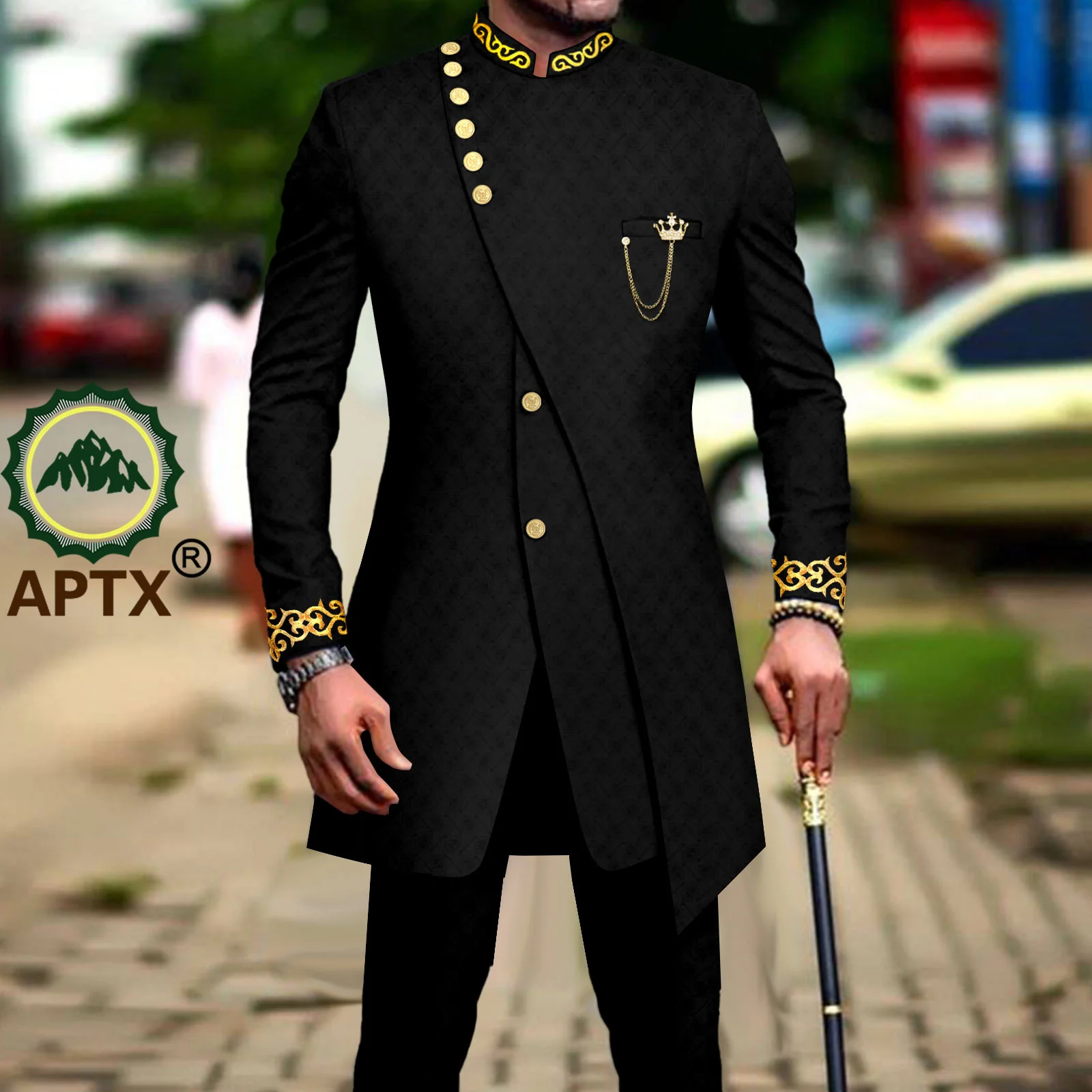 Terno-Africano-Dashiki-para-Homens-Longo-Bordado-Blazer-Jacket-e-Cal-as ...