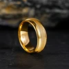 Tigrade 8mm Tungsten Carbide Rings For Men 24K Gold Plated Polished Edge Sandblasted Domed Wedding Ring Engagement Band Jewelry 2