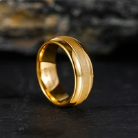 Tigrade 8mm Tungsten Carbide Rings For Men 24K Gold Plated Polished Edge Sandblasted Domed Wedding Ring Engagement Band Jewelry 2