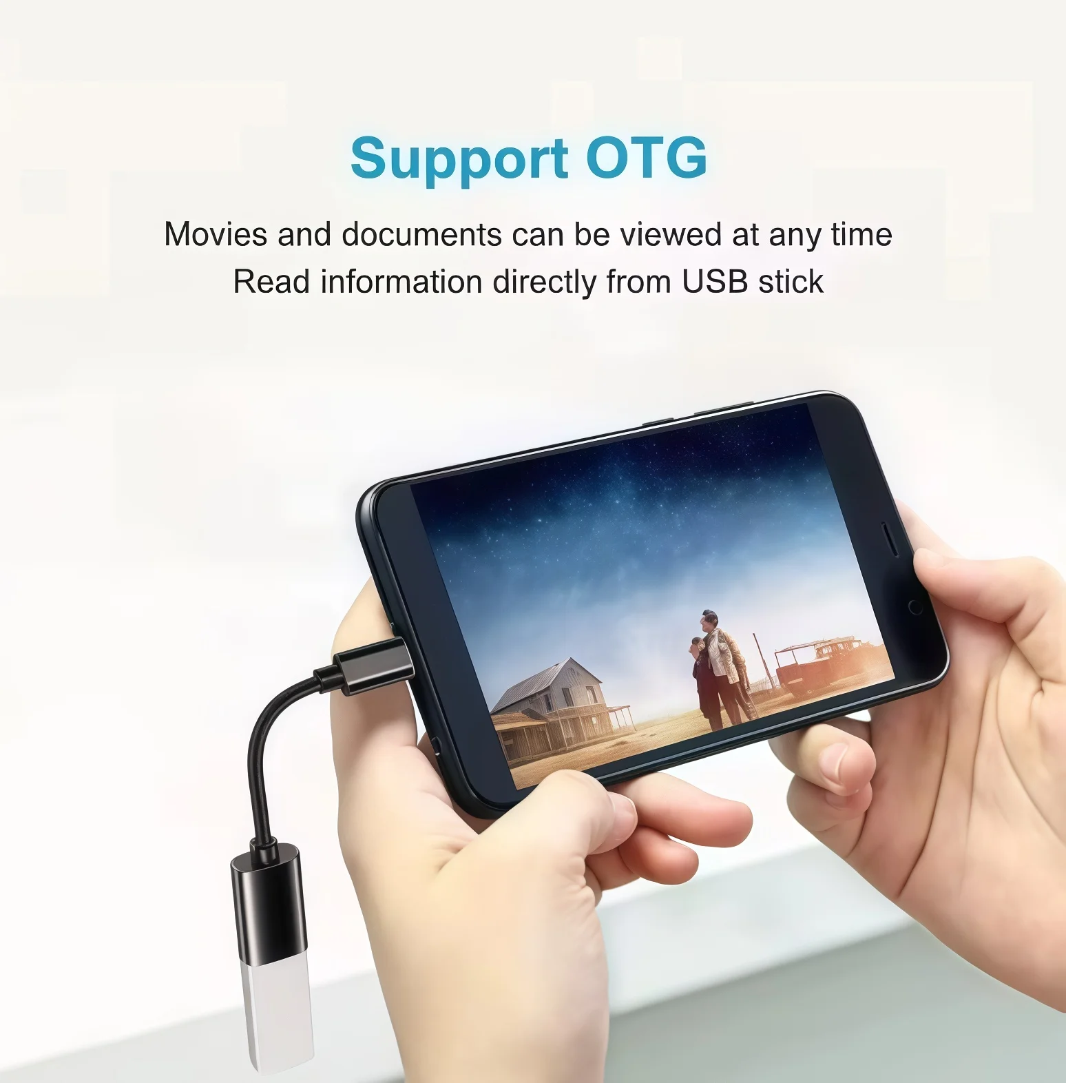 ? USB-USB 어댑터, 단방향 C형(수) - USB 2.0 OTG 휴대용 케이블 변환기 포함