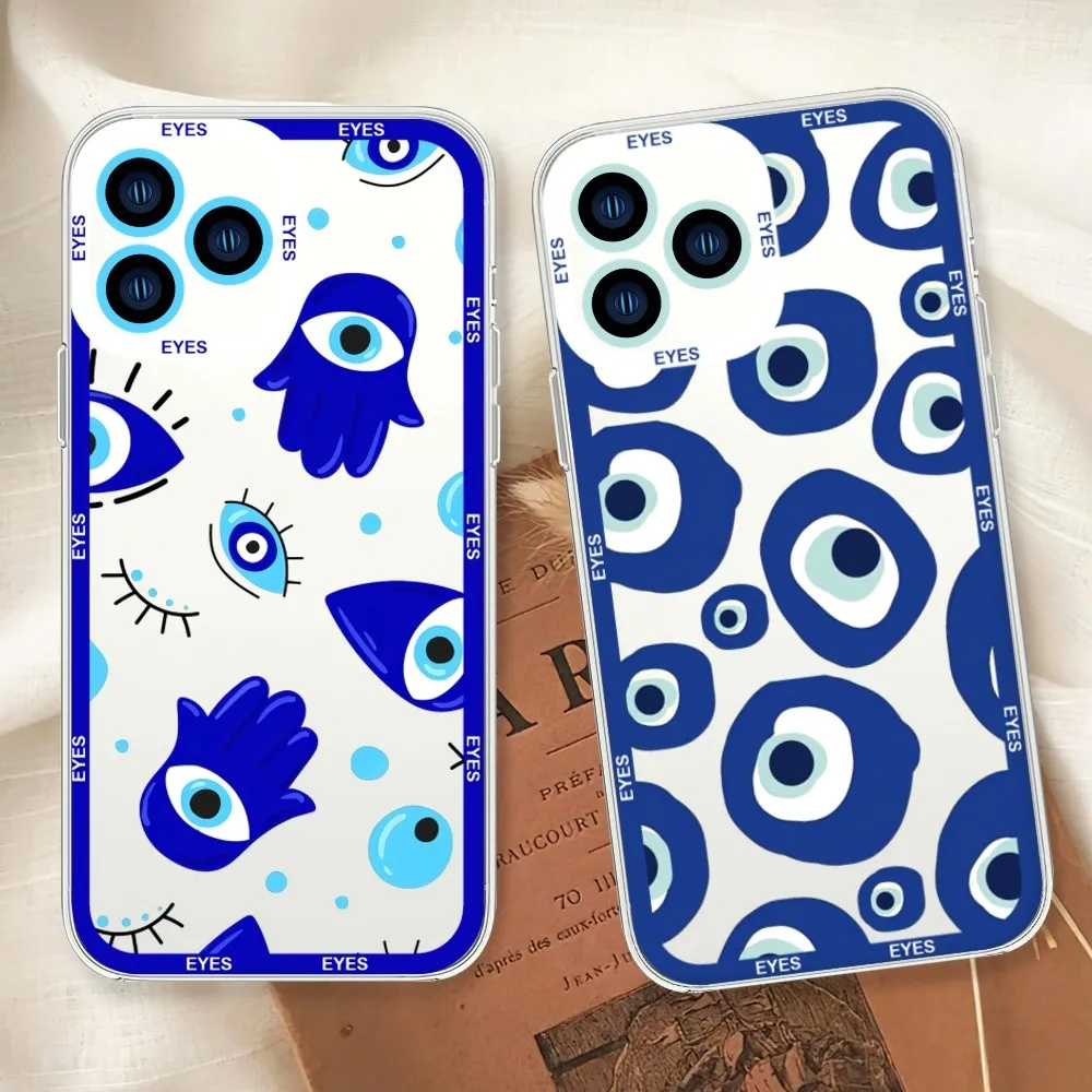 Custodia Per Telefono Con Stampa Lucky Eye Blue Evil Eye Per Iphone 11 12 13 14 15 Mini Plus Pro Max Custodia Trasparente