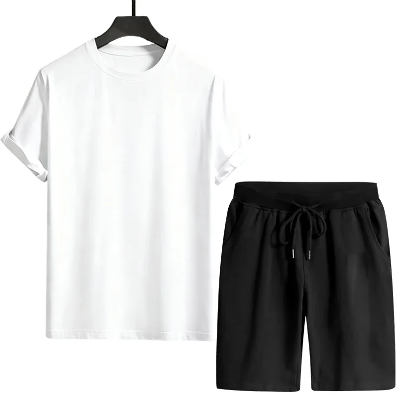 T-shirt da tuta da uomo e pantaloncini sportivi Urban Casual Fashion Abiti a maniche corte Set di magliette comfort per la casa estiva maschile - immagine 2