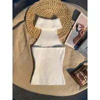Spice Girl Hair Halter Neck Camisole Female Imitation Mink Inside Tank Top  Autumn and Winter Design Sense Knitted Bandeau Top - Image 6