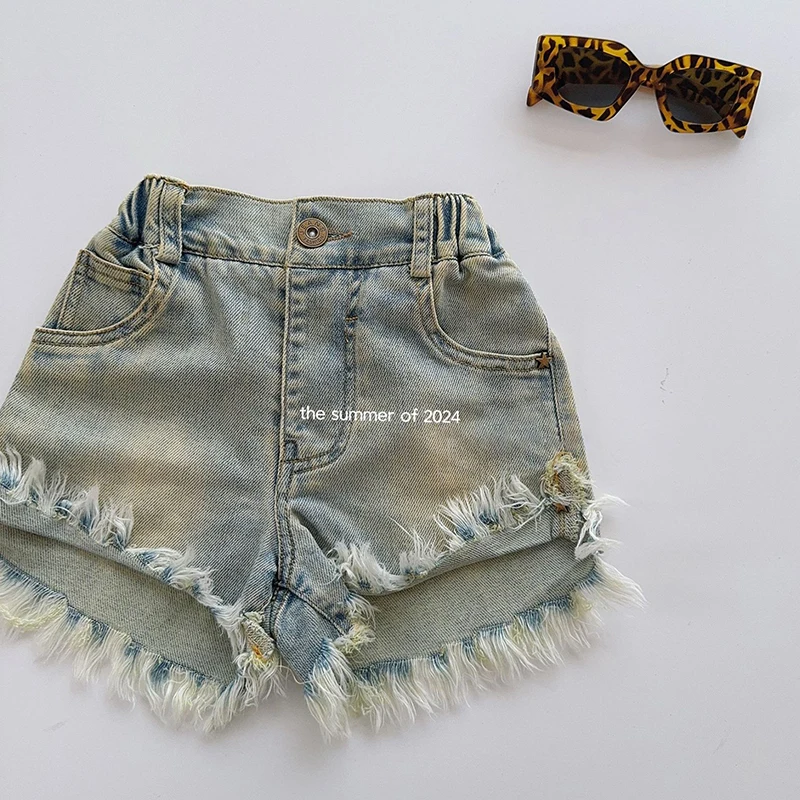 

Summer Girls Hot Shorts Baby Denim Shorts Kids Shorts Toddler Bottoms Children Fashion Bottoms Ripped Tassel Cotton 2-7Y