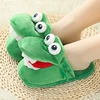 Cartoon Crocodile Cotton Slippers With Moving Mouth Funny Home Cotton Shoes Winter Walking Warm Christmas Gift For Men Women 2