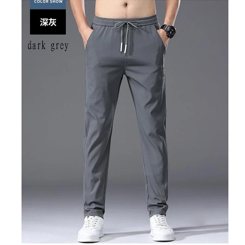 2024 Summer Men's Thin Casual Pants Men's New Versatile Ice Silk Breathable Cool Slim Casual Pants