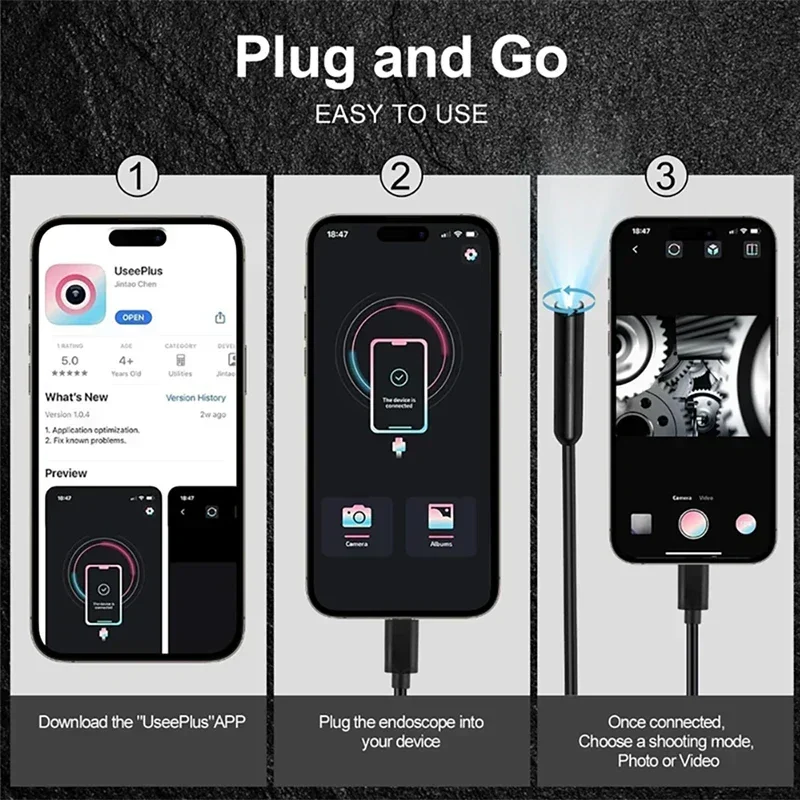 4K UHD 360° Two-Way Type-C Articulating 6mm Endoscope Camera Borescope Car Inspection Industrial Endoscope For IOS Android 5