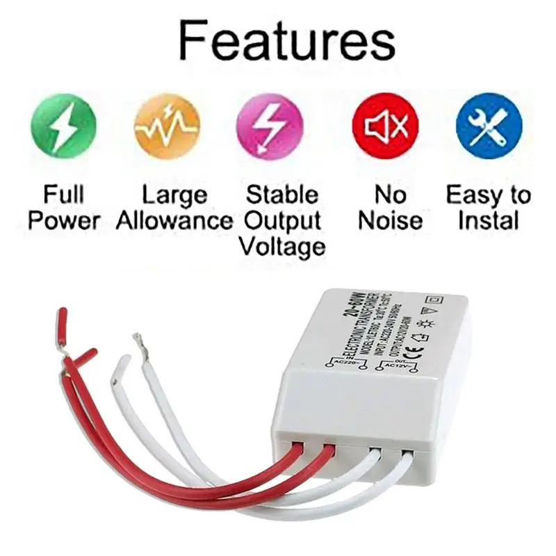 할로겐 G4 램프 컵용 램프 비즈, 전자 220V  AC 12V 전력 변압기, 램프 비드 전압 변환기, 20-60W 라이트 비즈