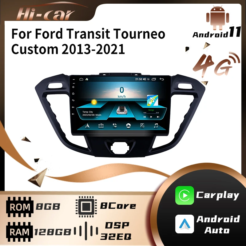 2 Din Carplay Stereo Per Ford Transit Tourneo Custom 2013-2021 Autoradio Android Multimedia Player Screen Head Unit Navigation