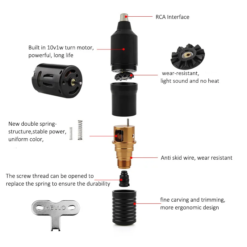 Kit sem fio Tattoo Pen para iniciantes, Rotary Tipo Mรกquina, completa Tipo Suprimentos