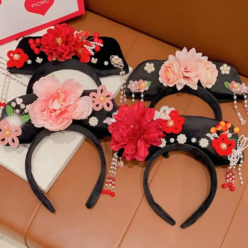 Chinese Style Ancient Royal Court Queen Princess Headband Children Headdress Traditional Hanfu Crown New Year Hair Accessories 2