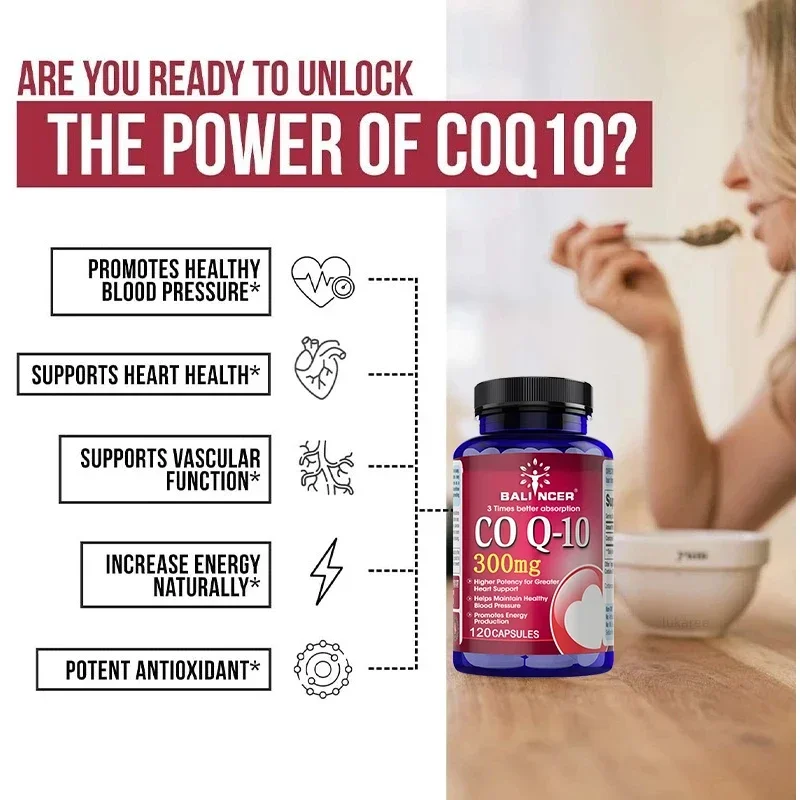 300 Mg Organic Ultra High Absorption COQ10 Coenzyme Q10 Vascular and Heart Health Blood Pressure Energy Suitable for Adults