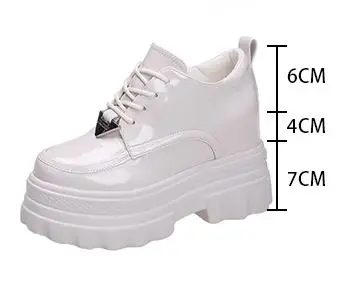 Women Patent Leather Platform Ankle Boots 10CM Wedge Heels Ladies