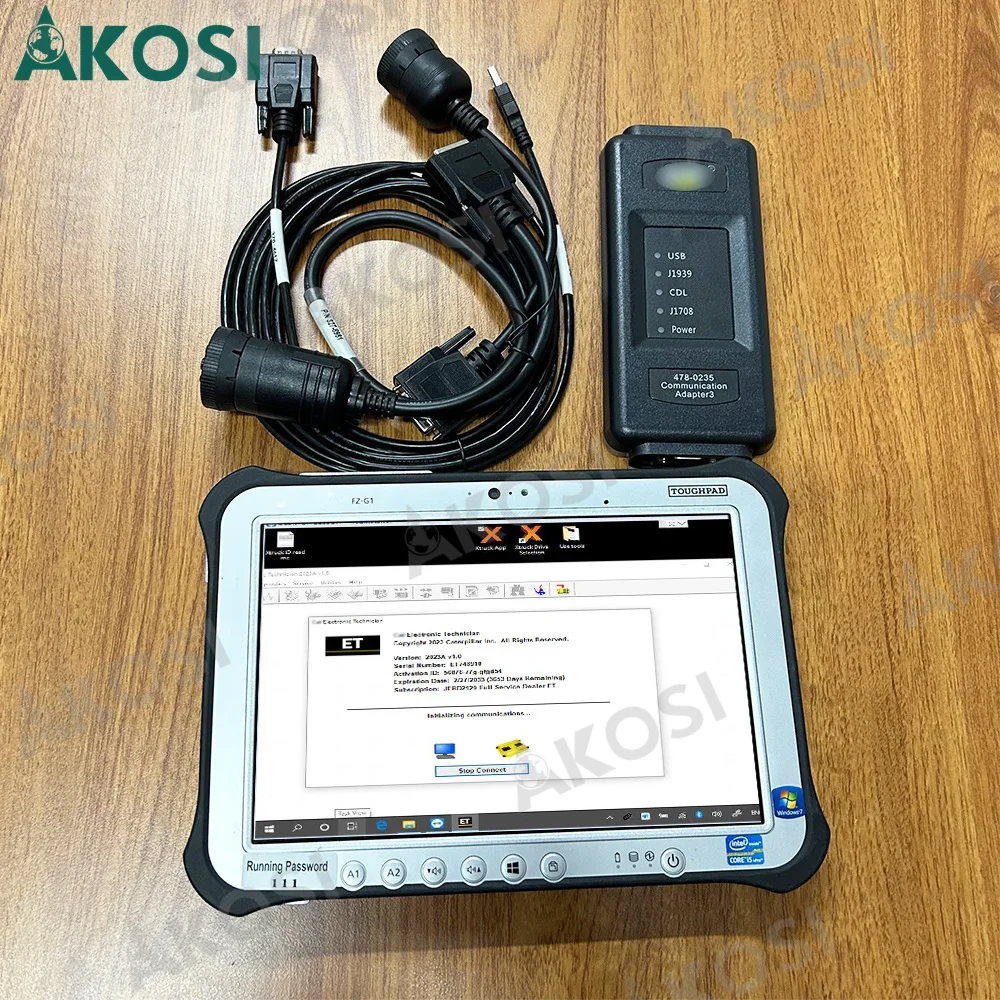 

For CAT Truck Excavator Scanner 478-0235 ET4 Communication Adapter 2023A Heavy Duty Diagnostic Tester Tool+FZ G1 tablet